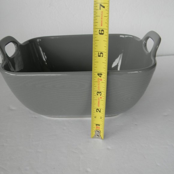 NEW TEMP-TATIONS WOODLAND GRAY RECTANGULAR SERVING BOWL BAKER 2QT W/HANDLES - Picture 4 of 6